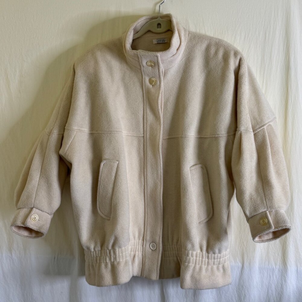 Vintage Women's Portrait 80% Wool 20% Polyester Coat Jacket Cream Circa 1980s